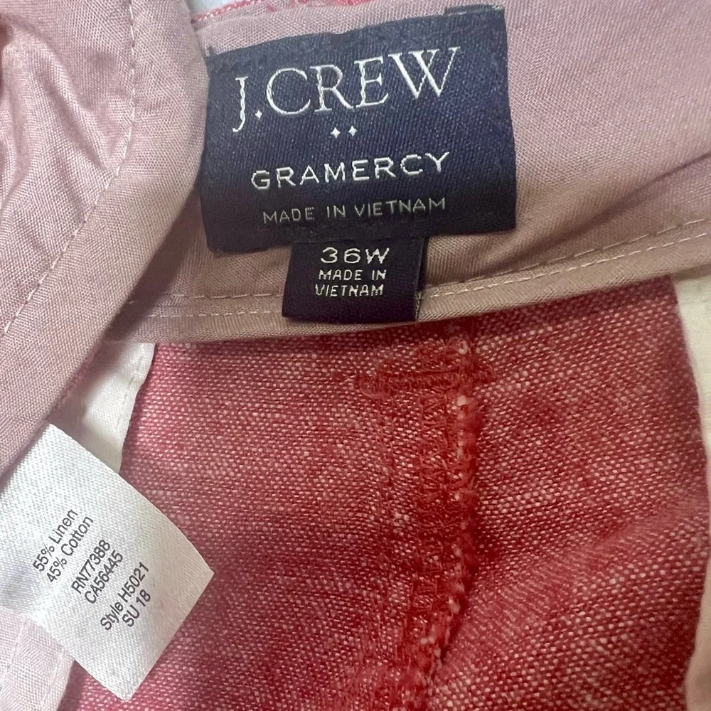 J. Crew Men’s LINEN Chino Shorts Salmon Pink Flat Front Men’s 36